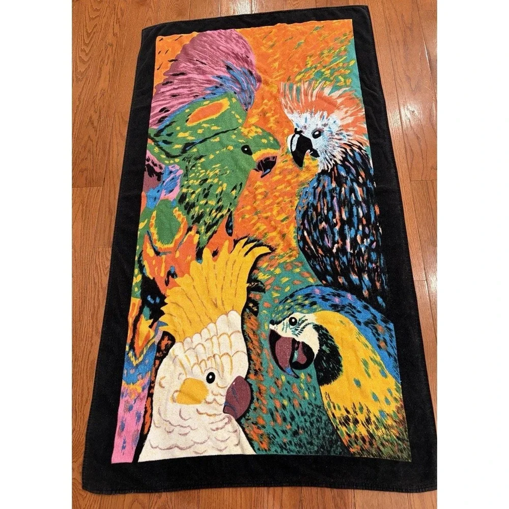 Jungle Oversized Big Beach Pool Bath Towel Tropical Cotton Parrots 35 X 65‎